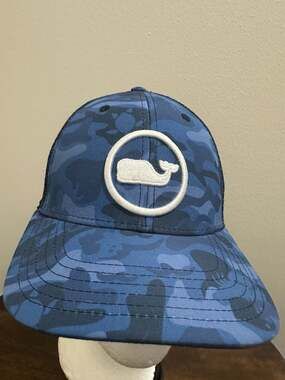 Vineyard Vines Men's Camo Whale Dot Performance Trucker Hat Blue
